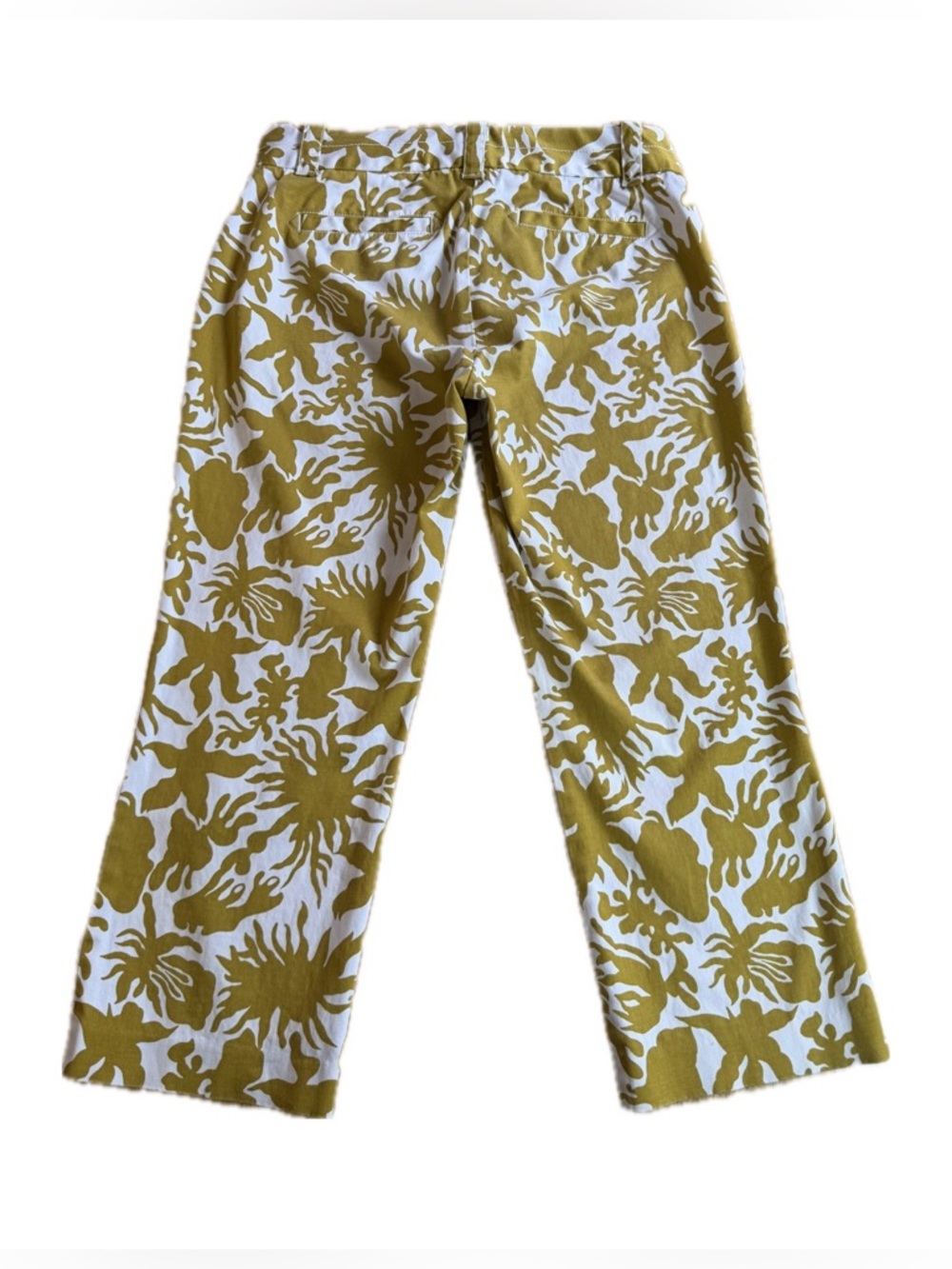J. Crew City Fit Cropped Pants Womens Size 6 Floral Yellow Cotton Blend - Picture 2 of 9